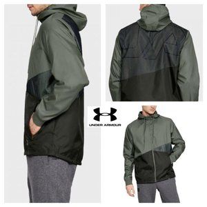 NWT $100 UNDER ARMOUR Men XL  Unstoppable LOGO Hood Full Zip Windbreaker JACKET